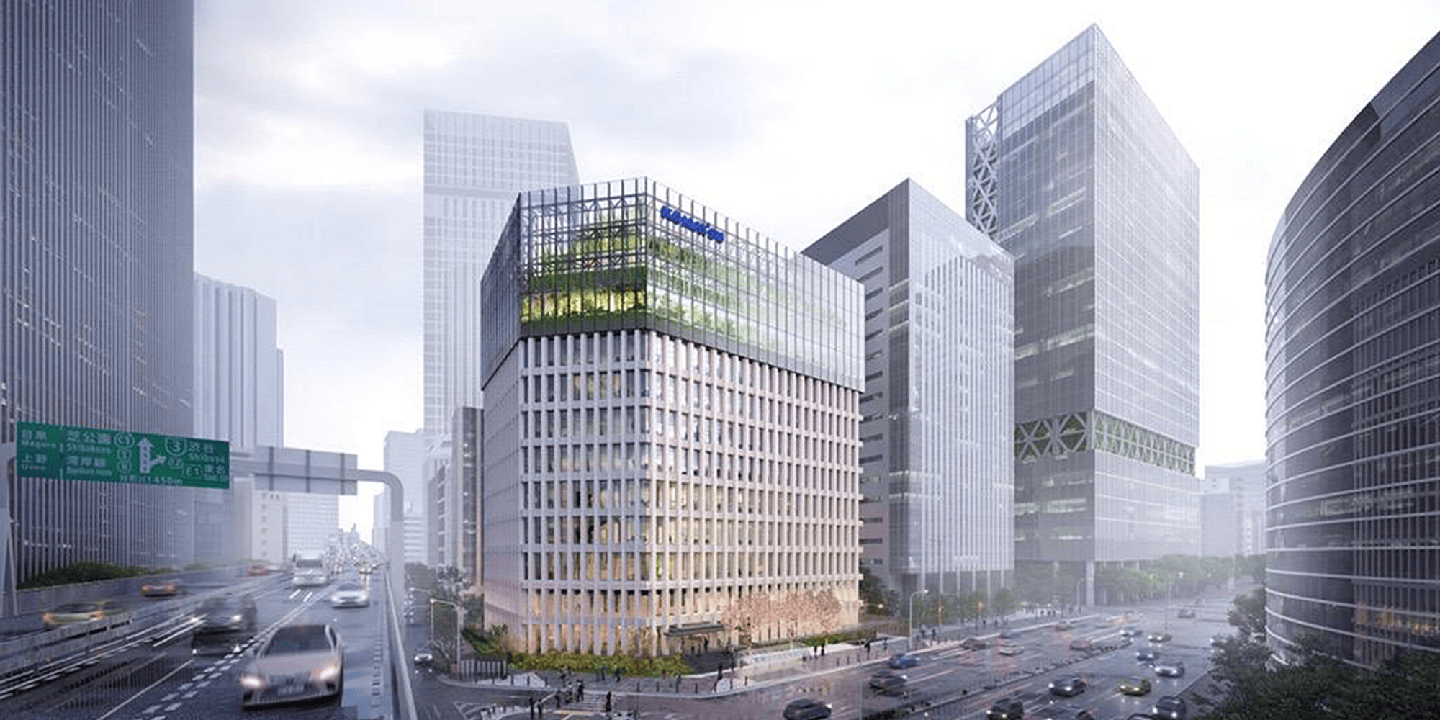 コマツ新本社新築工事　完成予想パース